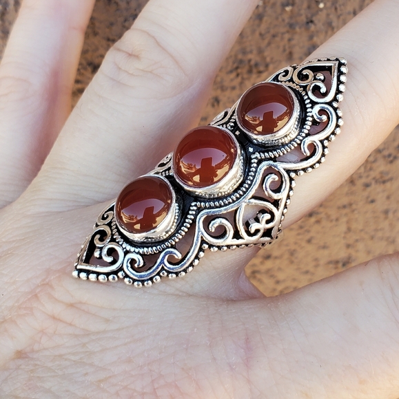 New Stunning Carnelian 925 Silver Statement Ring. - Picture 15 of 15